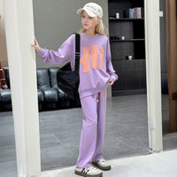 Girls Purple Hi Printed Winter Sweatshirt With Pants Set 2 pc. Sets