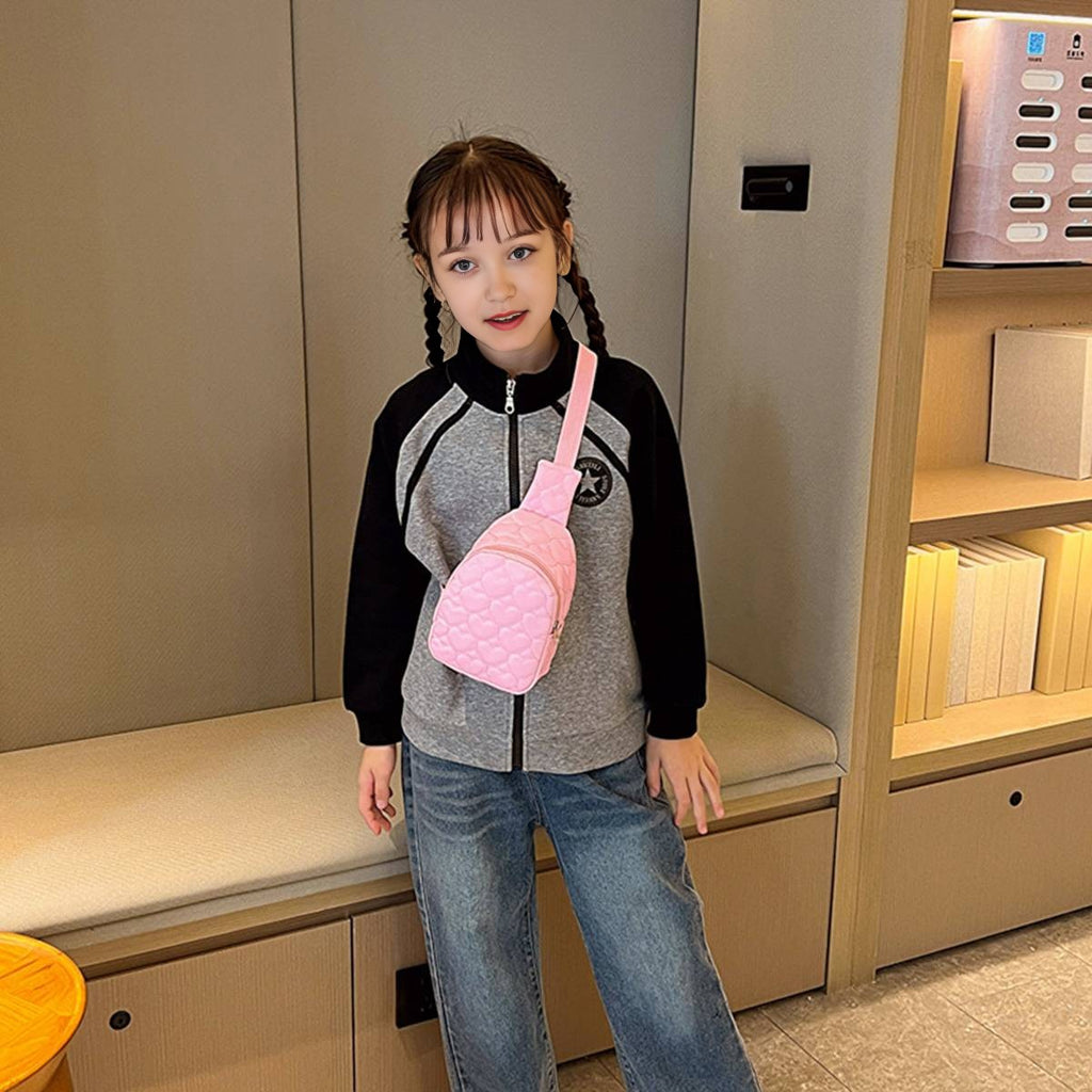 Girls Pink PU Leather Crossbody Bag Trending Accessories Pink Onesize