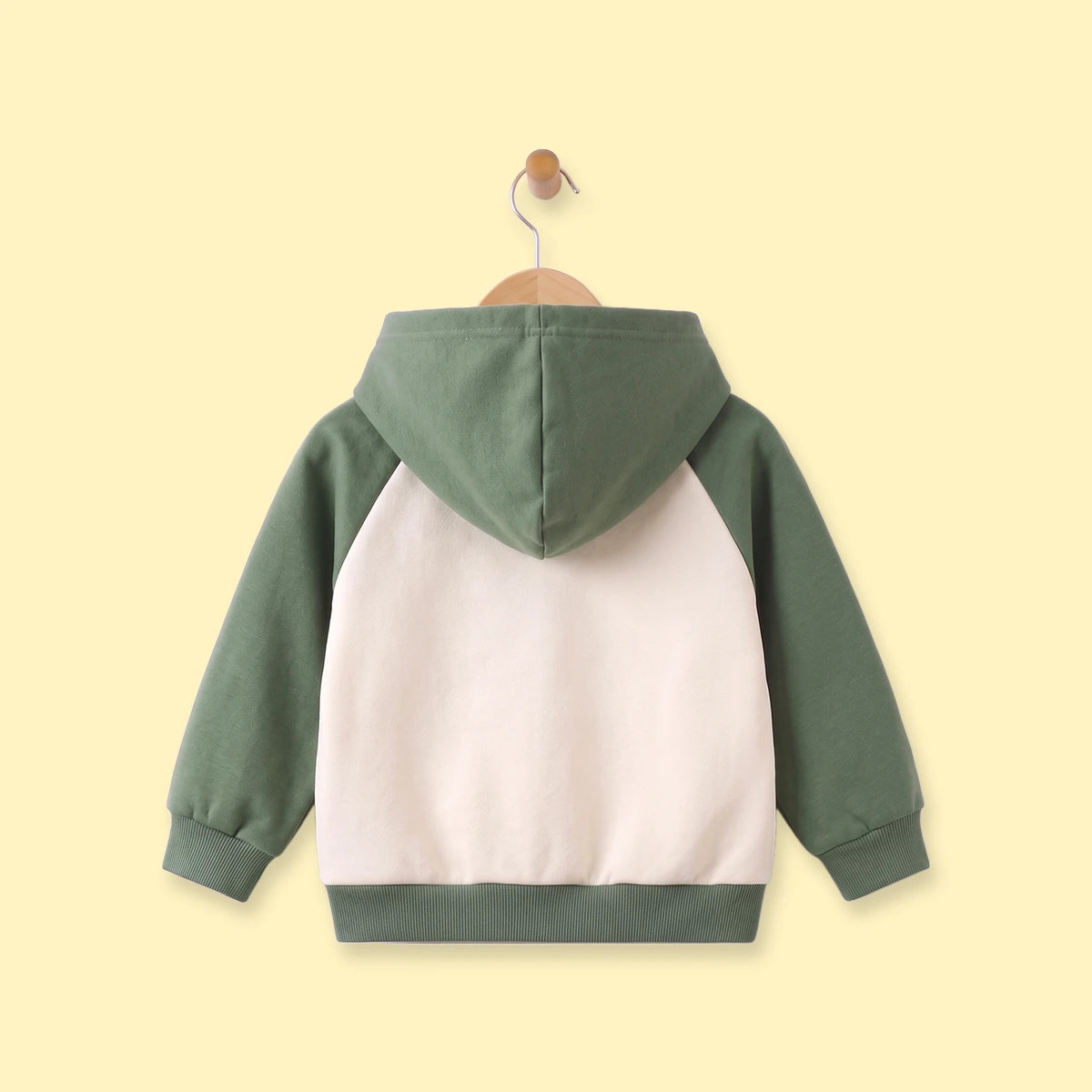 Boys Olive Green Colorblocked Zip-Up Hoodie Sweatshirts & Hoodies