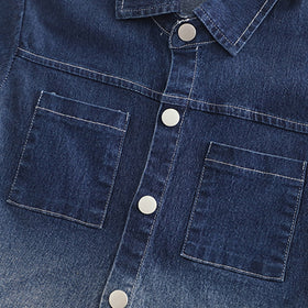 Boys Blue Denim Short Sleeves Shirt And Shorts With Inner Tee Set 3 pc. Sets