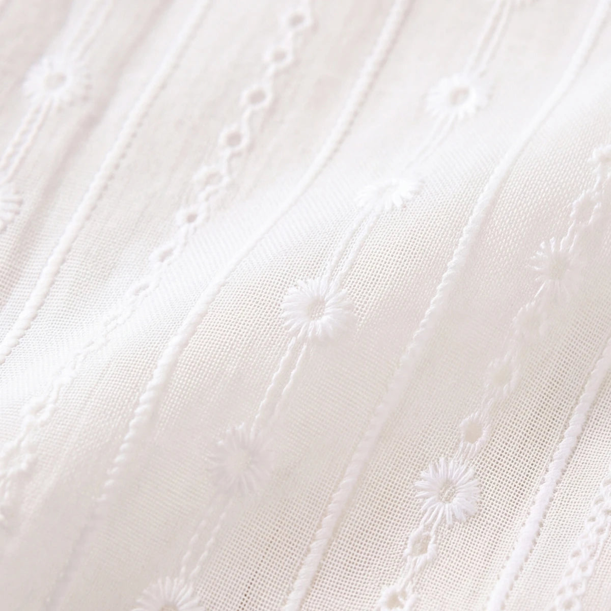 Girls White Schiffli Embroidered Long Sleeve Shrug Tops