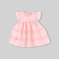 Girls Pink Mushroom Applique Fit and Flare Dress Casual Dresses