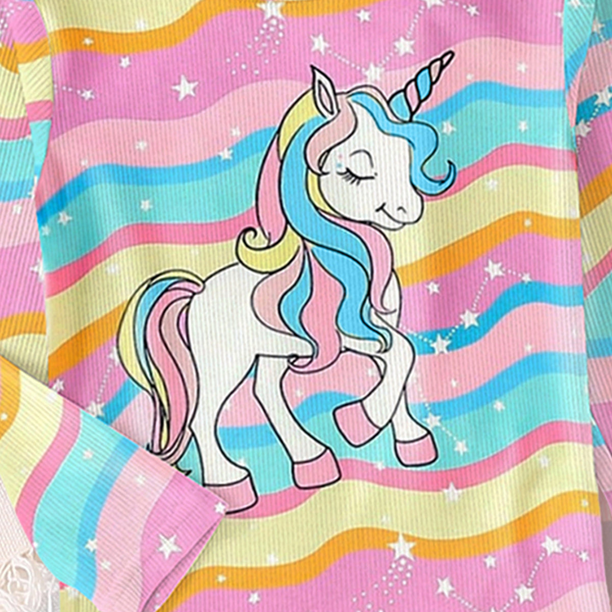 Girls Multicolor Unicorn Printed Top With Pajama Set ( Pack Of 2 ) Sets