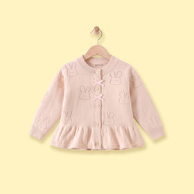 Girls Light Pink Jacquard Long Sleeve Cardigan Sweaters & Cardigans Light Pink 1-2 Y