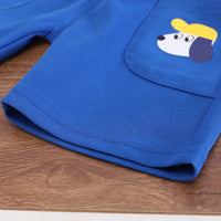 Boys Blue Puppy Graphic Printed Polo T-Shirt With Shorts Sets 2 pc. Sets