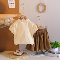 Boys Apricot Typographic Printed Shirt With Shorts & Necktie Sets Sets