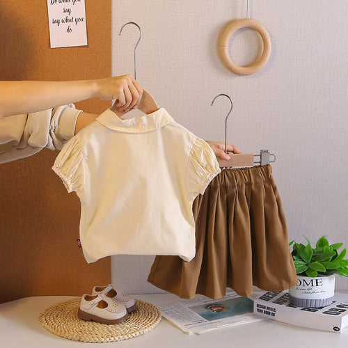 Boys Apricot Typographic Printed Shirt With Shorts & Necktie Sets Sets
