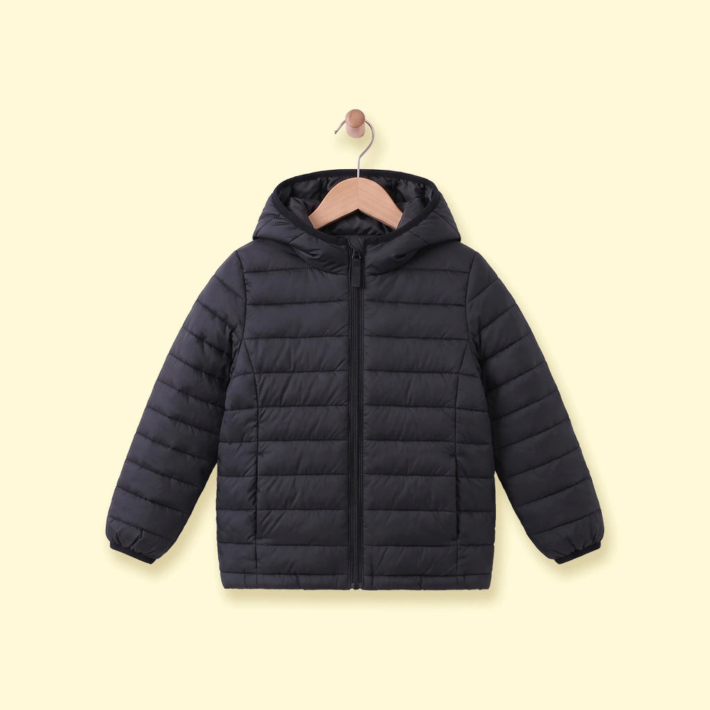 Boys Black Hooded Quilted Puffer Jacket Coats & Jackets Black 2-3 Y