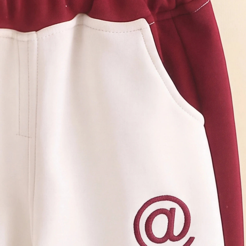 Boys Maroon Striped Jacket & Joggers With T-Shirt Sets 3 pc. Sets