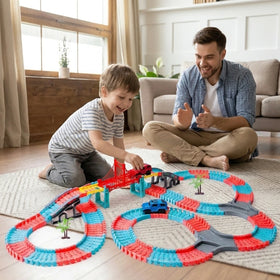 265 PCS DIY Flexible -Electric Rail Car Track with Suspension Bridge- STEM Educational Toy for Boys & Girls Trending Accessories