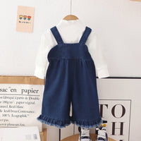 Girls Pullover with Denim Dungaree Set Sets