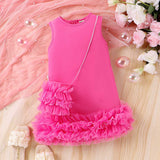 Girls Sleeveless A-line Casual Dress With Sling Bag