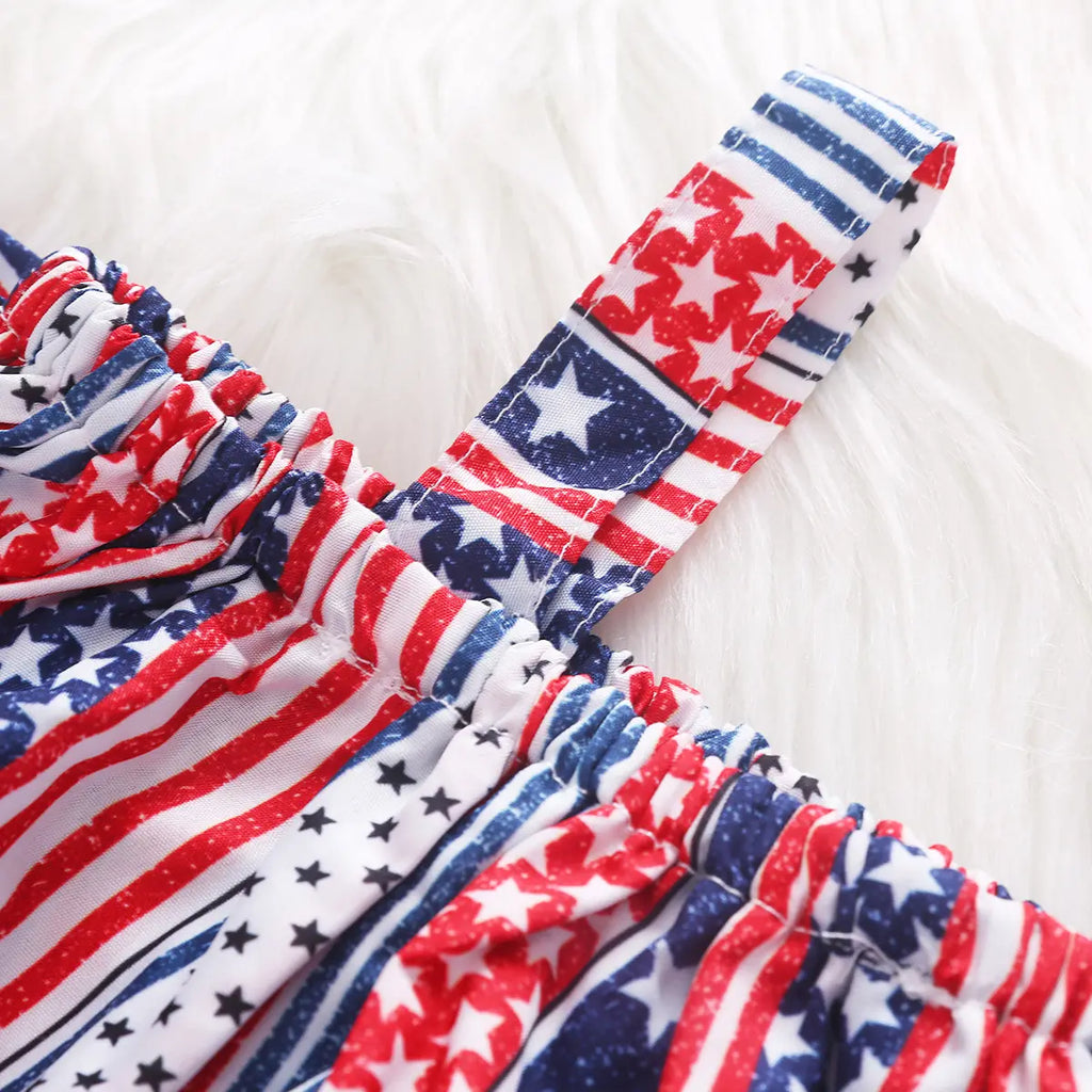 Girls Multicolor Stripes Off-shoulder Top With Ripped Denim Shorts Sets Sets