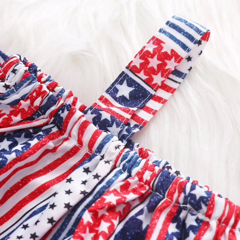Girls Multicolor Stripes Off-shoulder Top With Ripped Denim Shorts Sets Sets