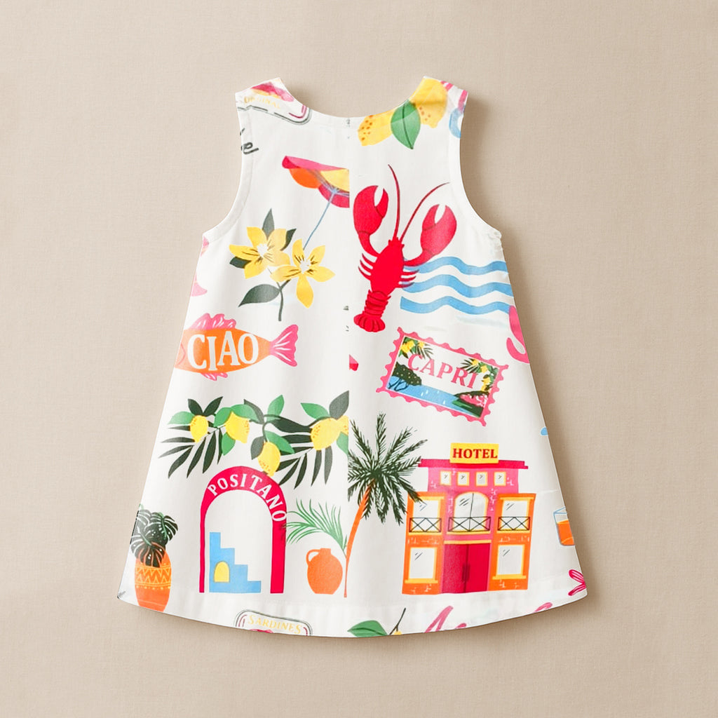 Girls Green Printed A-line Summer Casual Dresses Casual Dresses