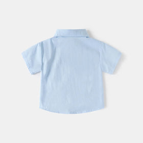 Boys Sky Blue Shark Embroidered Casual Shirt Shirts