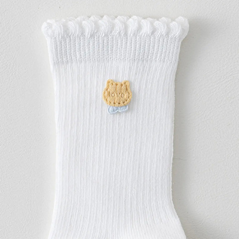 Pack of 3 Girls Multicolour Ruffle Edge Calf Length Socks Socks