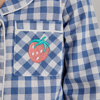 Girls Blue Gingham Check Shirt with Pajama Nightsuit Set Sleepwear Sets