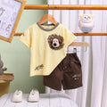 Boys Yellow Applique Short Sleeve T-Shirt With Elasticated Shorts Sets 2 pc. Sets Yellow 0-3 M