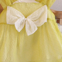 Girls Yellow Checked Sleeveless Top With Bloomer-style Shorts Sets Sets