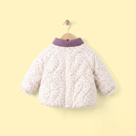 Girls Purple Floral Print Long Sleeve Quilted Jacket Coats & Jackets