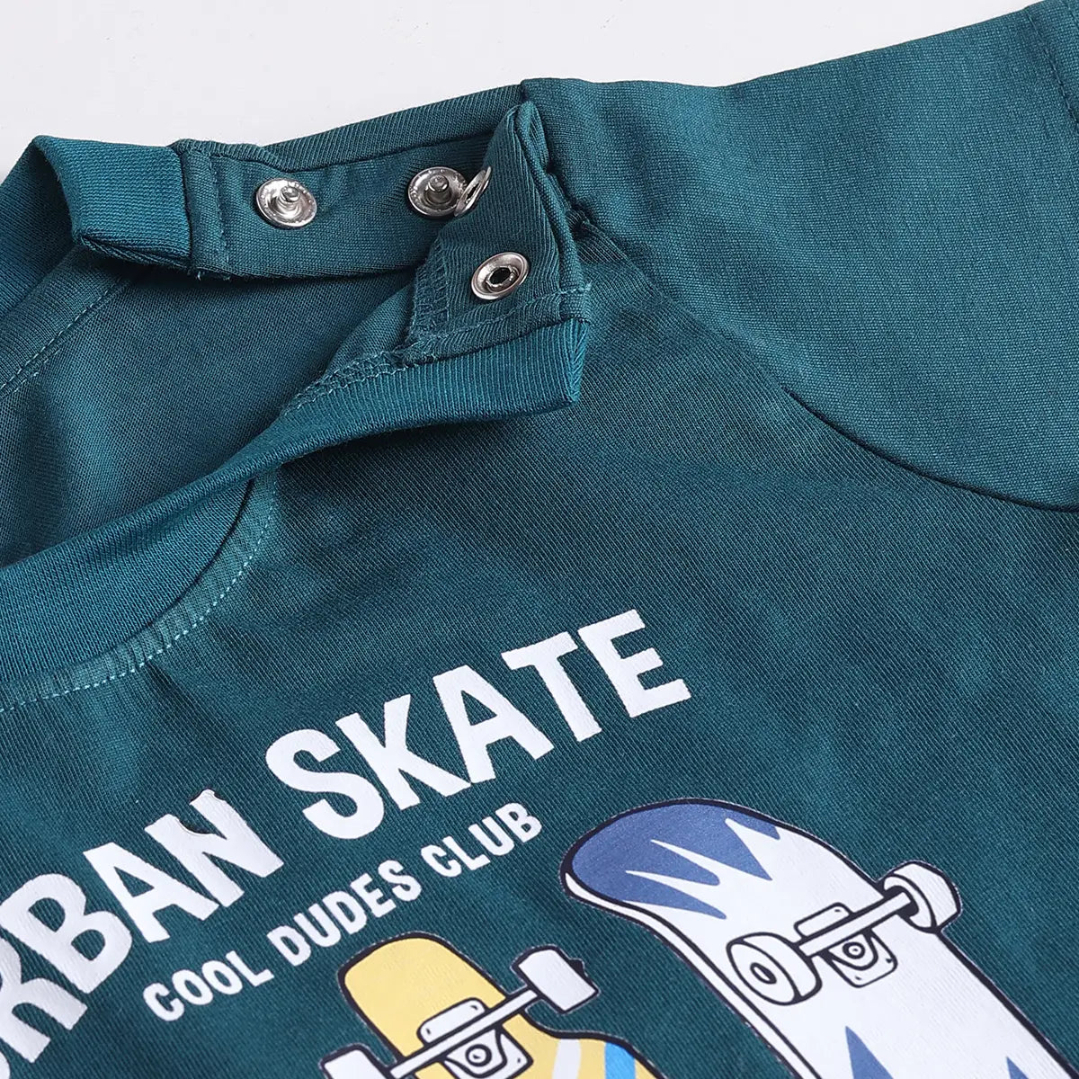Boys Dark Green Skate Graphics T-Shirt With Elasticated Shorts Sets 2 pc. Sets
