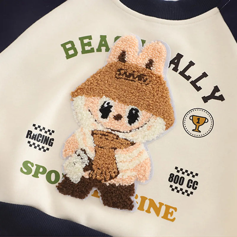 Boys Navy Blue Bunny Applique Sweatshirt With Jogger Sets Sets