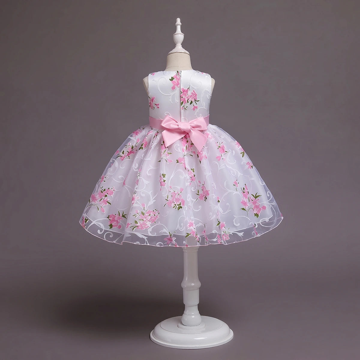 Girls Light Pink Floral Print Fit & Flare Party Wear Dress Party Dresses