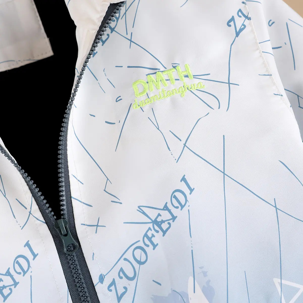 Boys Grey Ombre Printed Hooded Zipper Jacket Coats & Jackets