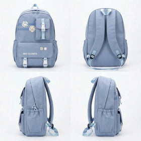 Kids Blue Multi-Pocket School Backpack with Buckle Pouch Trending Accessories