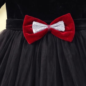 Girls Black Short Sleeve High-Low Party Dress Party Dresses