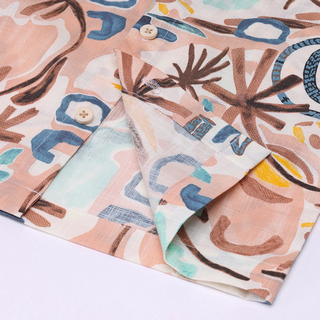 Boys Multicolor Abstract Print Short Sleeve Shirt With Graphic T-Shirt And Elasticated Shorts Sets 3 pc. Sets