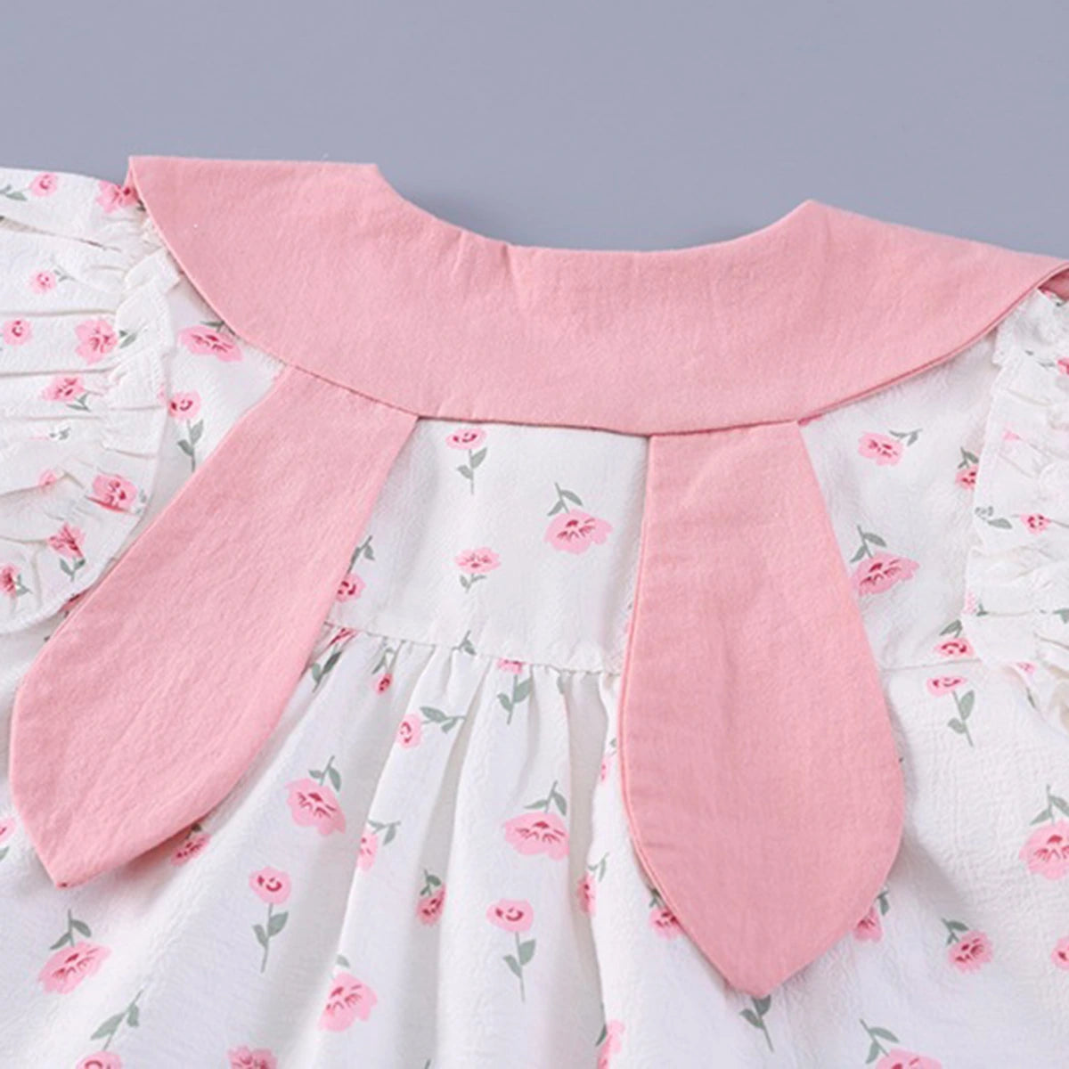 Girls Light Pink Floral Printed Short Sleeve Top With Elasticated Shorts Sets 2 pc. Sets