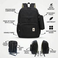 Kids Black Multi-Compartment School Backpack with Side Pouch Trending Accessories
