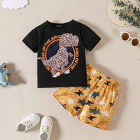 Boys Black Typographic Print Short Sleeve T-Shirt With Shorts Sets 2 pc. Sets Black 1-2 Y