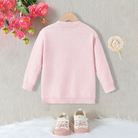 Girls Pink Star Sequins Full Sleeves Pullover Sweaters & Cardigans