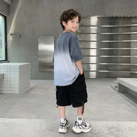 Boys Purple Ombre Print T-Shirt With Shorts Sets 81bbbecb-69dc-4145-b158-627d1610b986 Sets