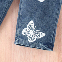 Girls Crop Top With Printed Elasticated Denims Set (Copy) Sets