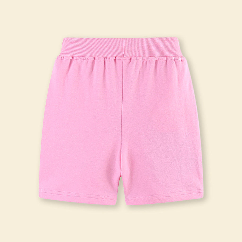 Girls Rib Waist Embroidery Appliqué Shorts Shorts   
