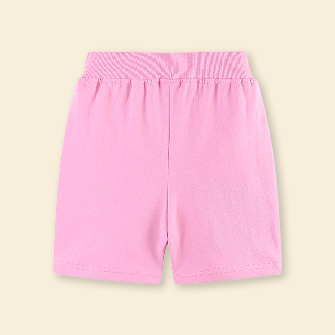 Girls Rib Waist Embroidery Appliqué Shorts Shorts   