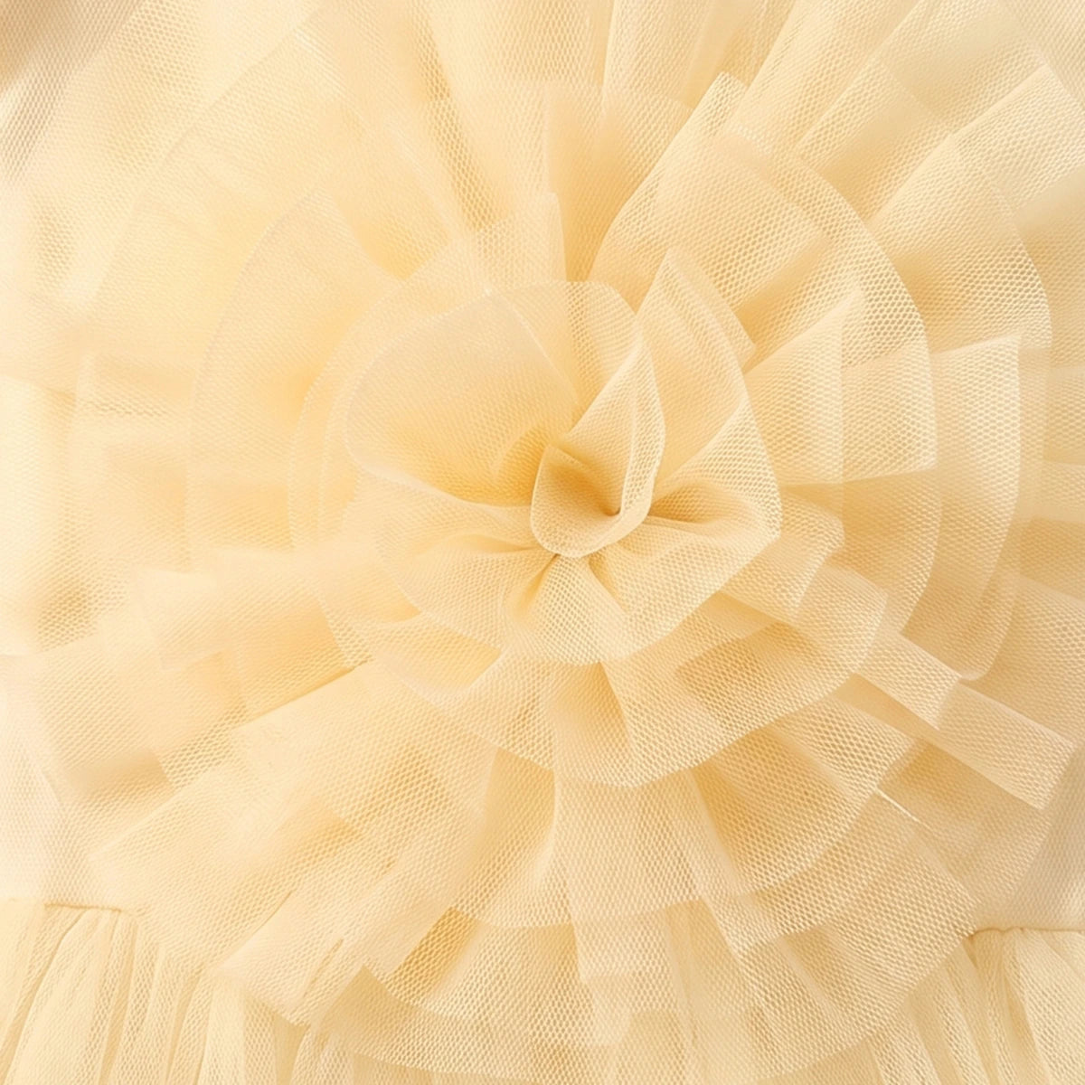 Girls Yellow Floral Applique Puff Sleeve Fit & Flare Party Dress Party Dresses