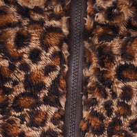 Girls Brown Fleece Leopard Print Sleeveless Jacket Coats & Jackets