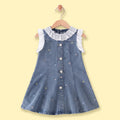 Girls Blue Star Print Short Sleeve Denim Dress Casual Dresses Blue 1-2 Y