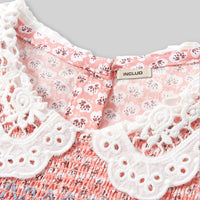 Girls Peter Pan Lace Collar Printed Dress Casual Dresses   