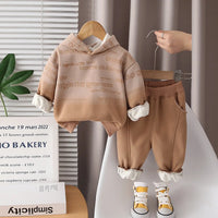 Boys Brown Ombre Printed Hoodie With Jogger Sets Sets Brown 1-2 Y