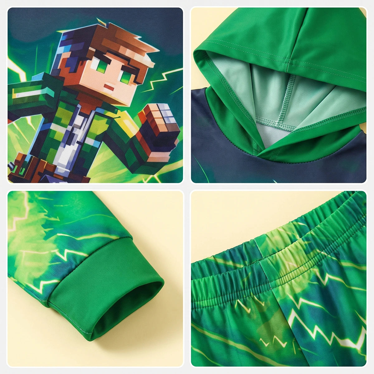 Boys Green Graphic Hooded Sweatshirt & Joggers Co-ord Sets Sets
