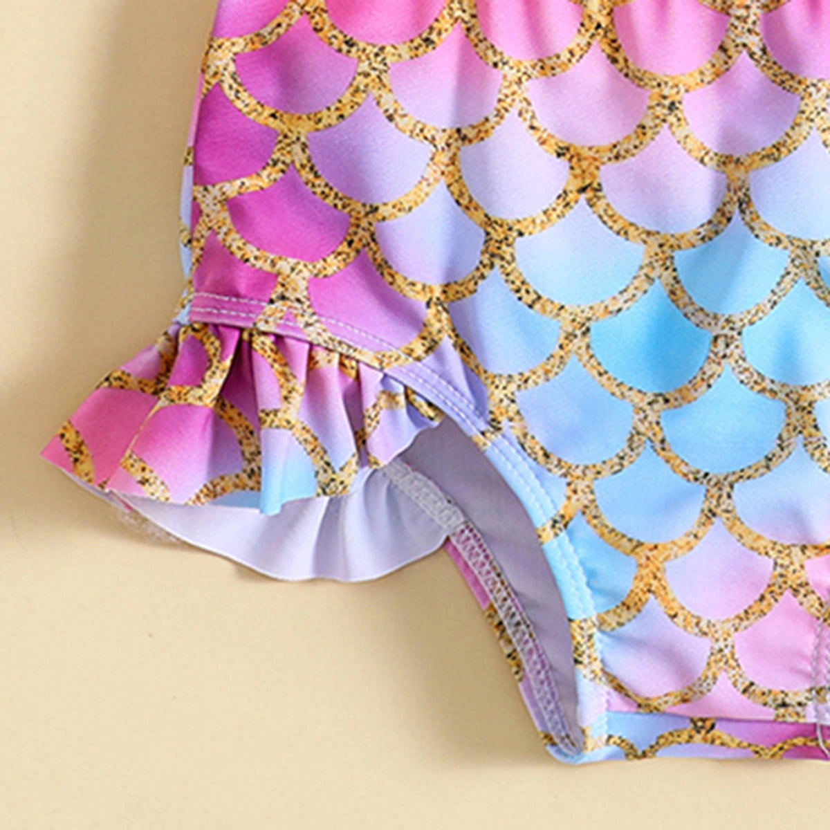 Girls Pink Abstract Printed top With Briefs Swimwear Sets Sets
