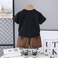 Boys Black Mushroom Graphic T-Shirt With Shorts Sets Sets