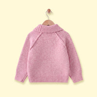 Girls Pink Jacquard Raglan Sleeve Polo Sweater Sweaters & Cardigans