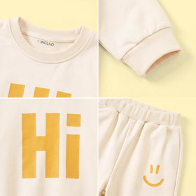 Boys Beige Typographic Sweatshirt & Joggers Co-ord Sets Sets